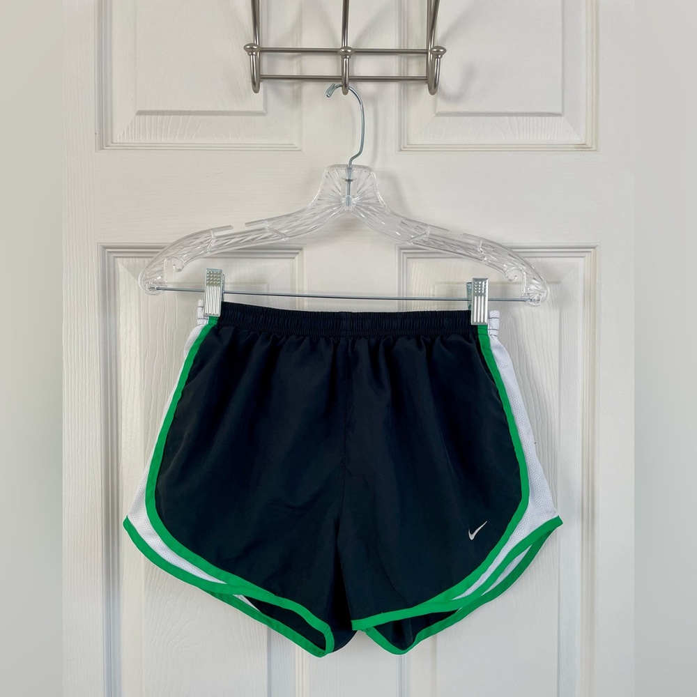 Nike Dri-Fit Women's Black Shorts with Green Trim
